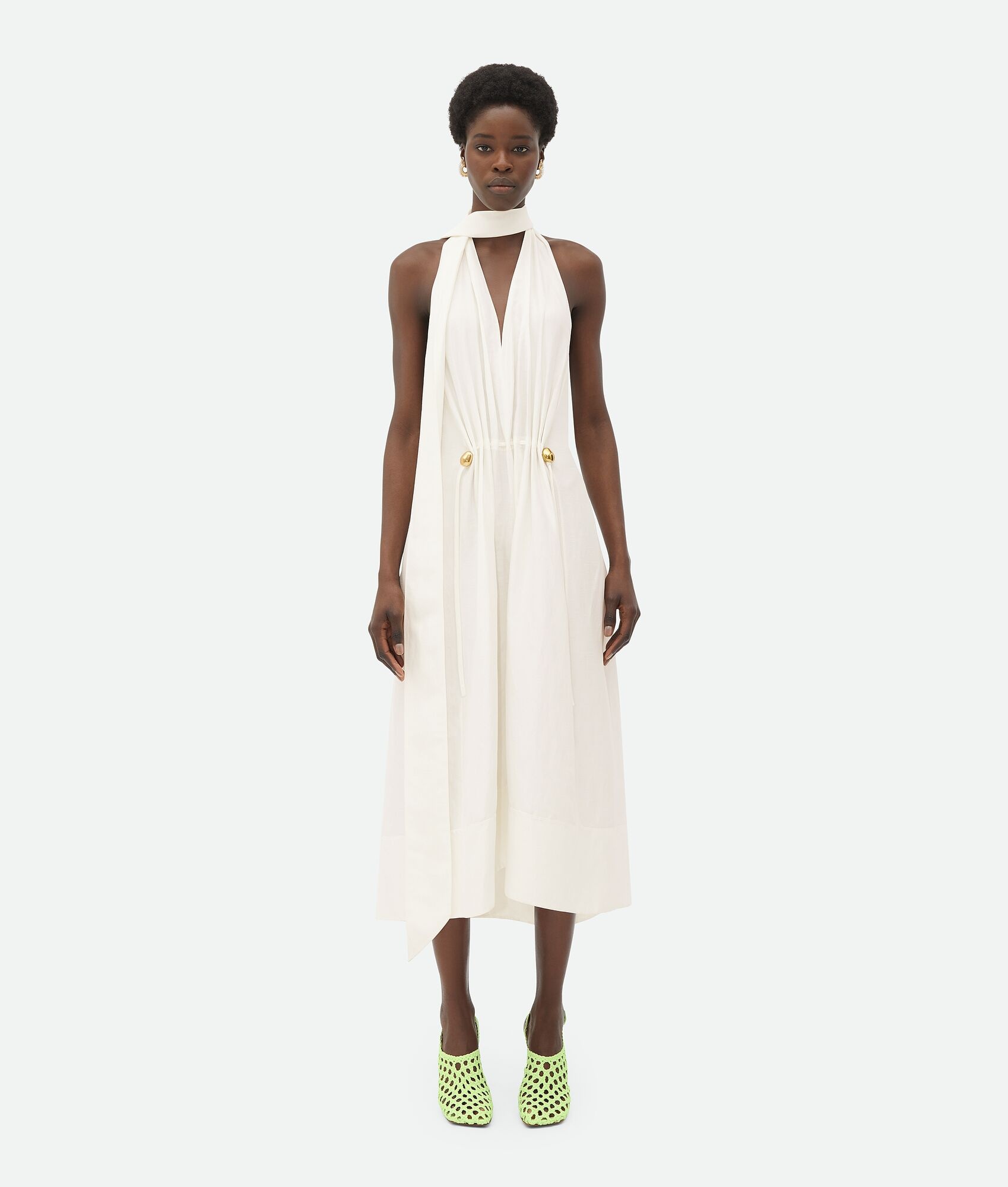 ワンピース Bottega Veneta Linen And Viscose Midi Dress Bottega Veneta Viscose And Linen Midi Dress | REVERSIBLE