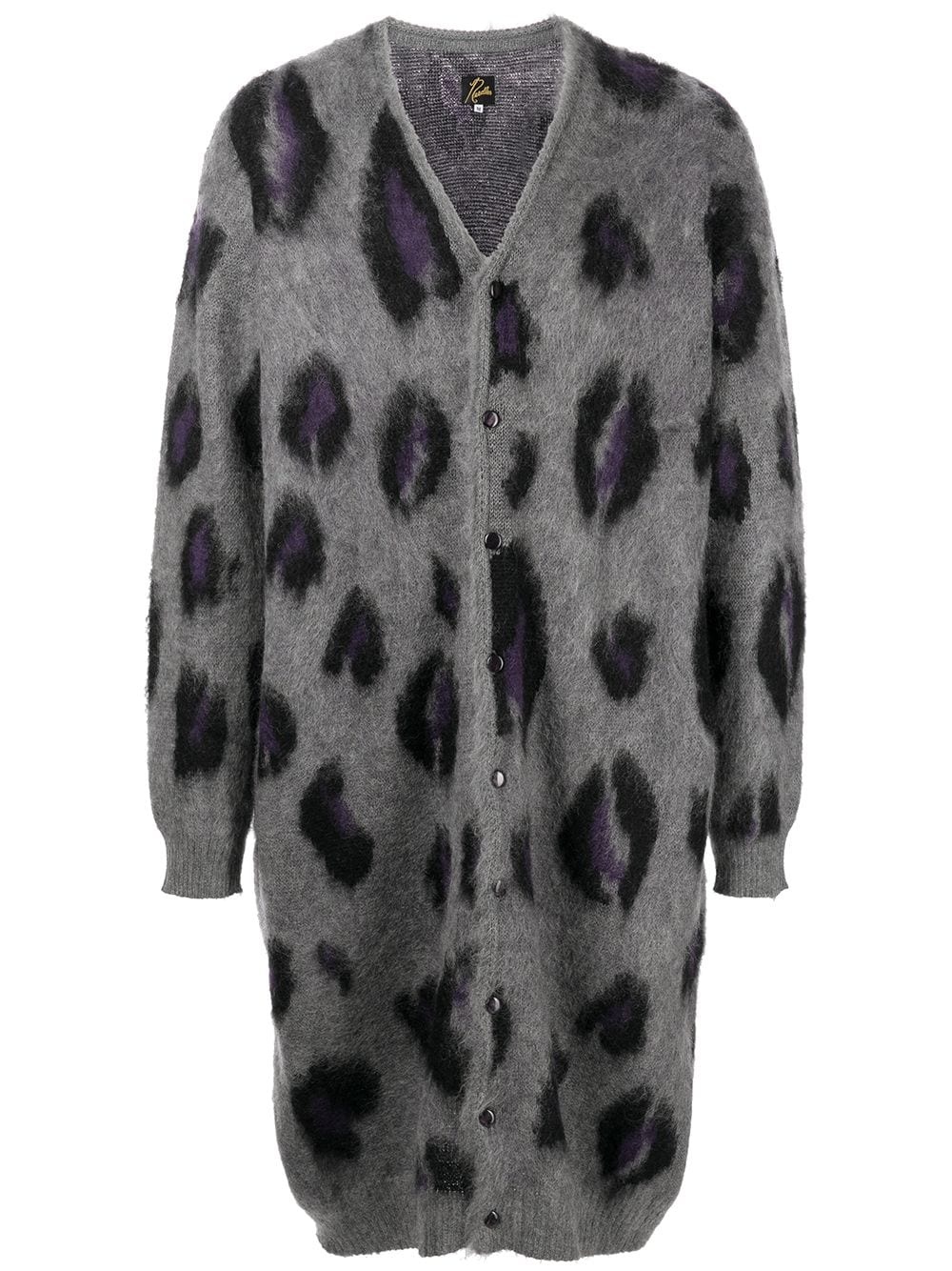 long leopard-print mohair cardigan - 1