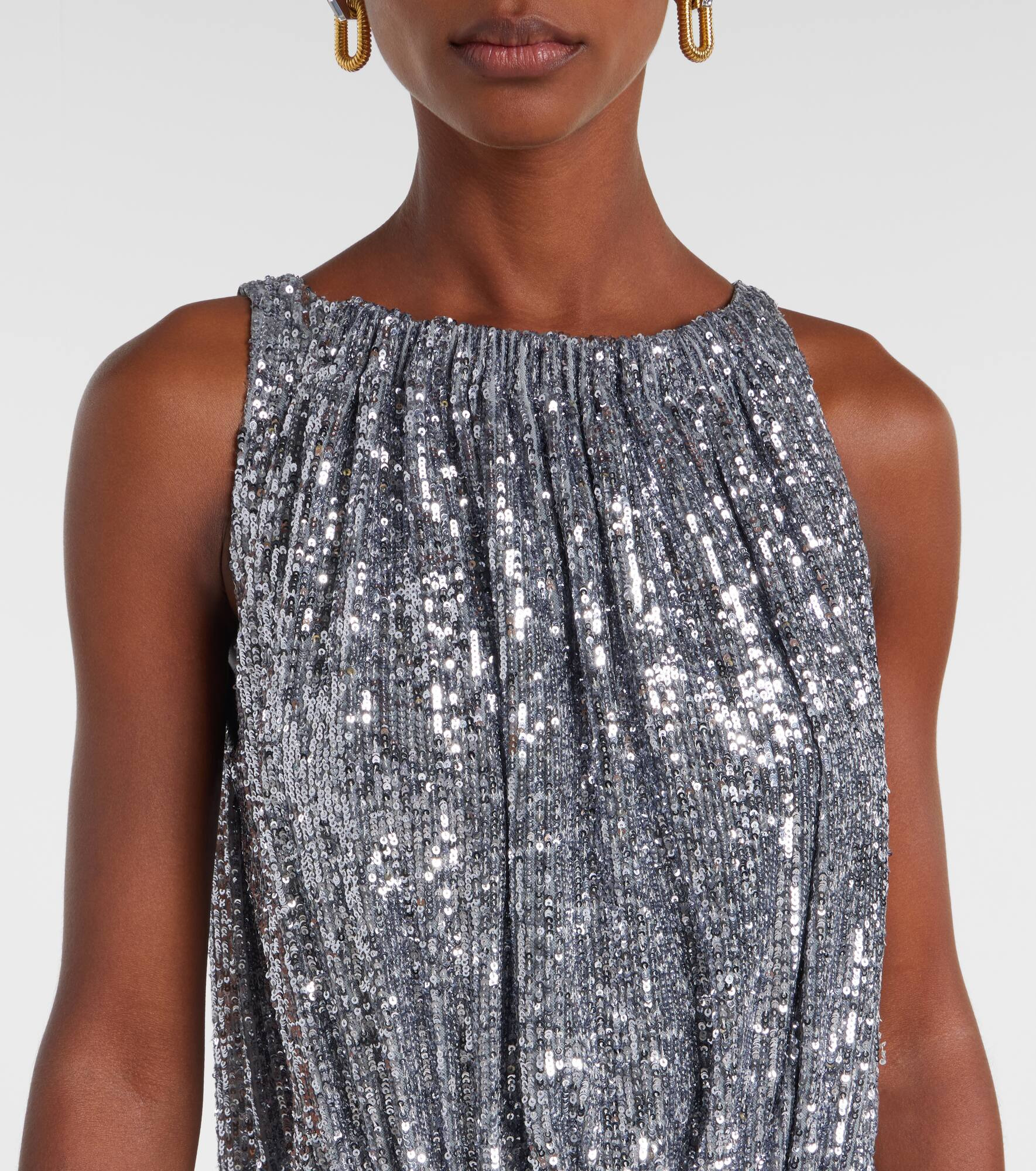 Sequined gathered cocktail dress - 4