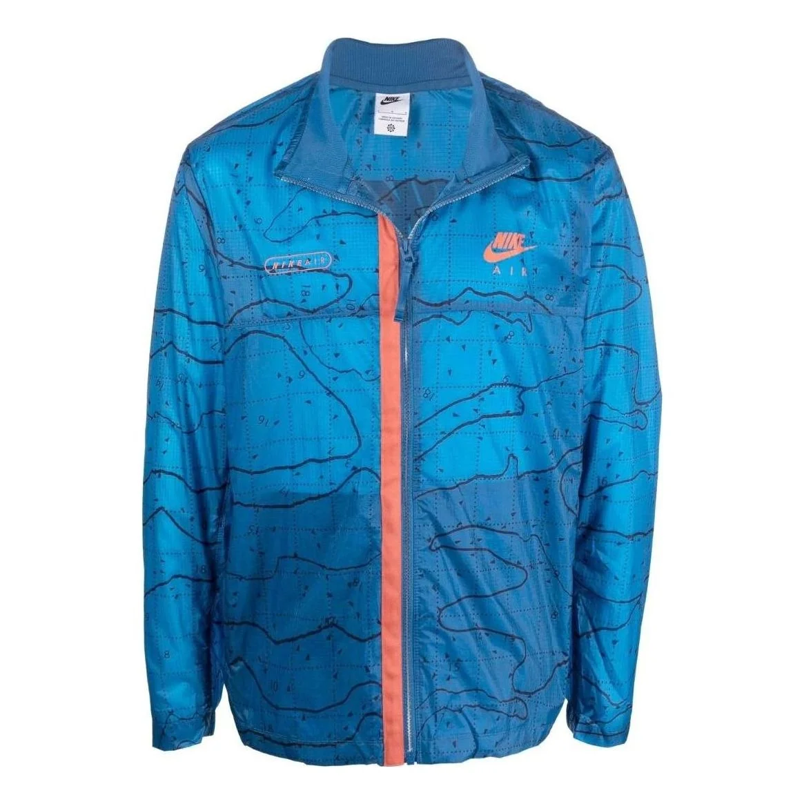 Men's Nike Printing Logo Stripe Zipper Stand Collar Jacket Blue DN2112-407 - 1