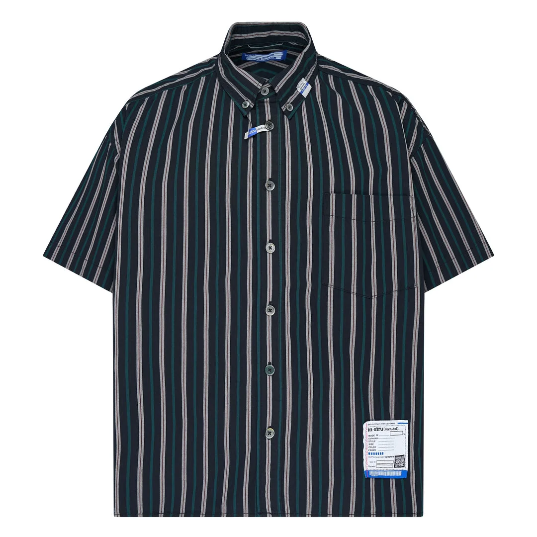 Cotton High Density Short Sleeve Stripe Shirt - 1