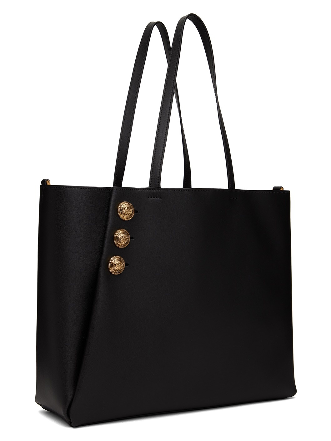 Black Emblème Leather Tote - 3