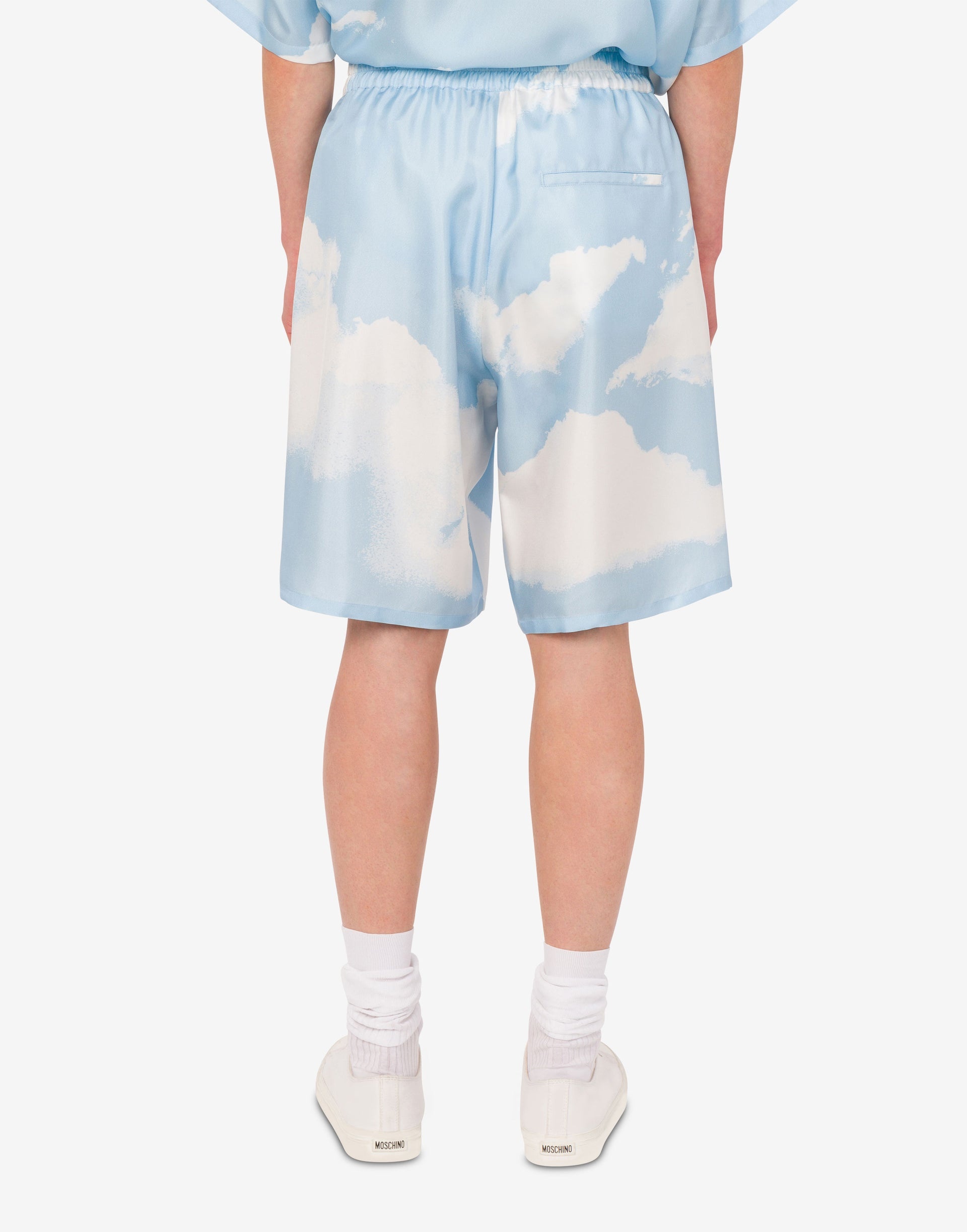 SILK TWILL BERMUDA SHORTS ARCHIVE CLOUDS - 3