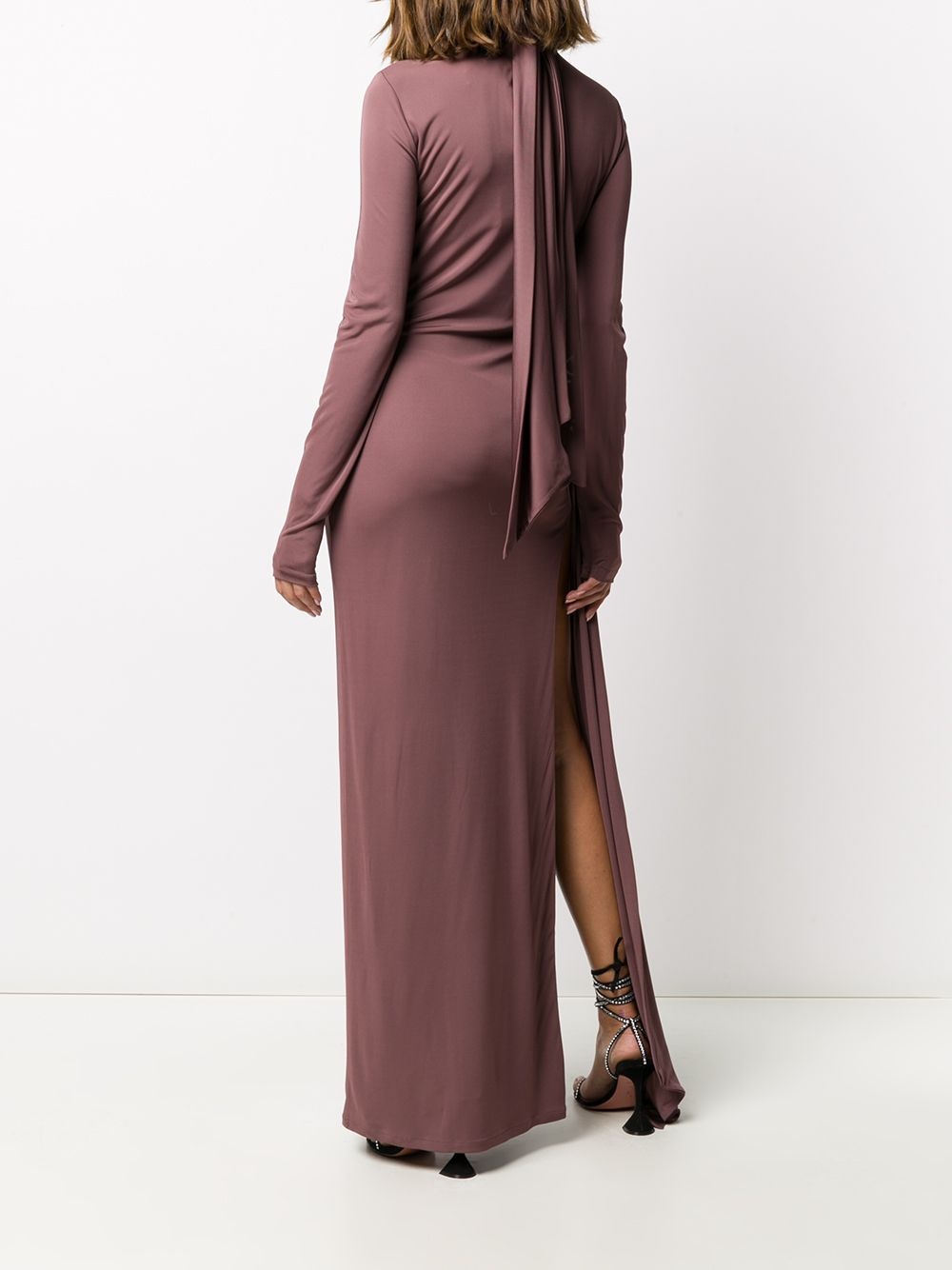 fitted front slit maxi dress - 4