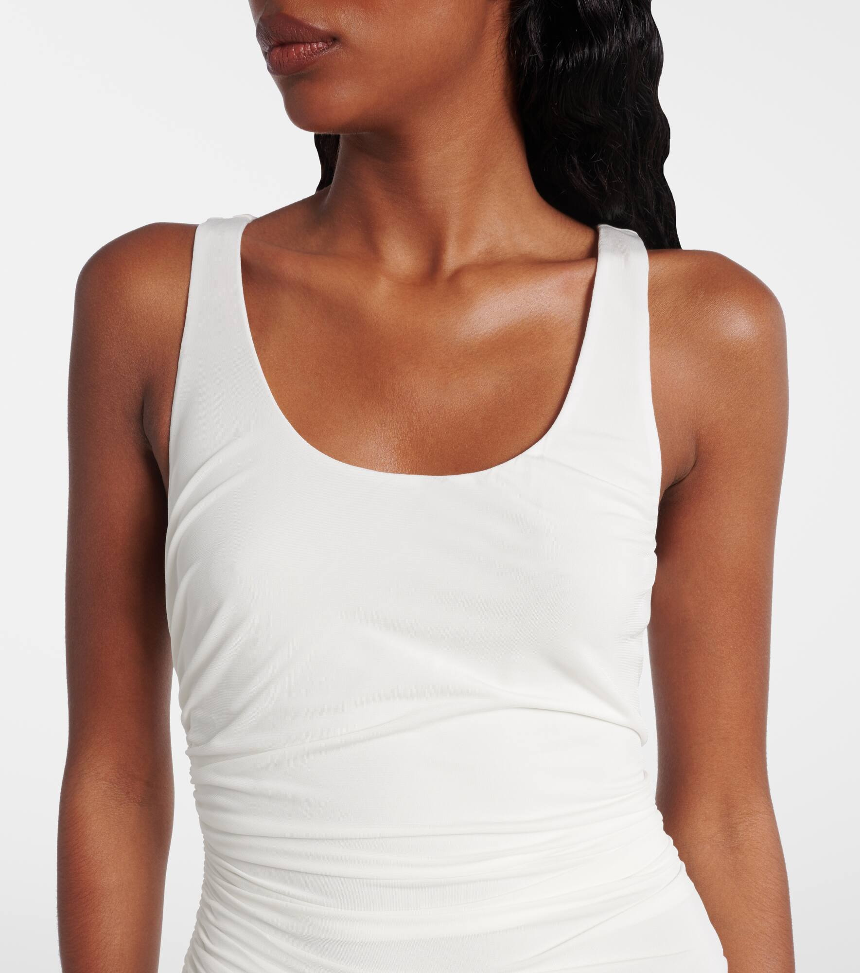 Asymmetric gathered jersey maxi dress - 4