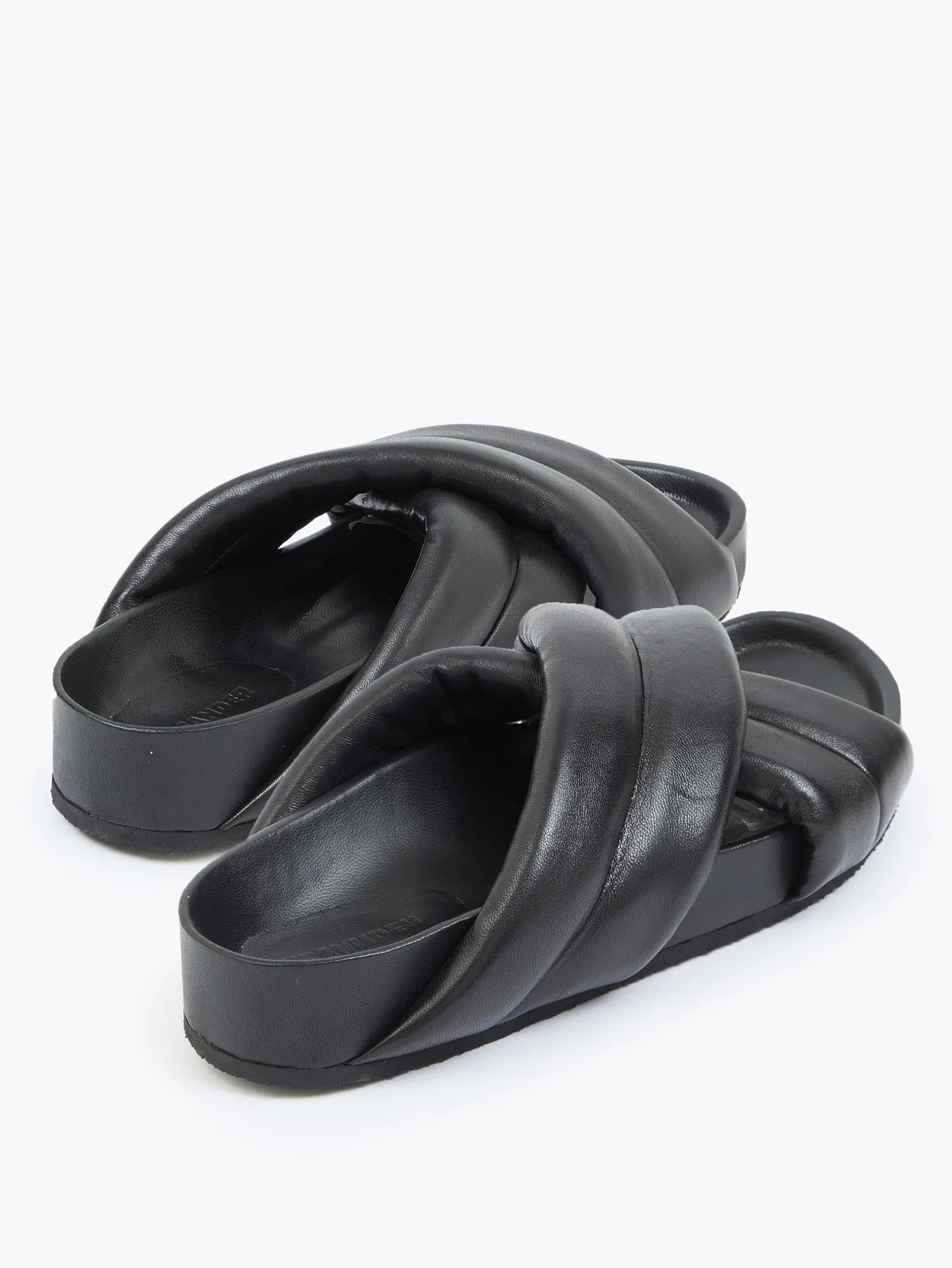 Nappa padded crossover leather slides - 4