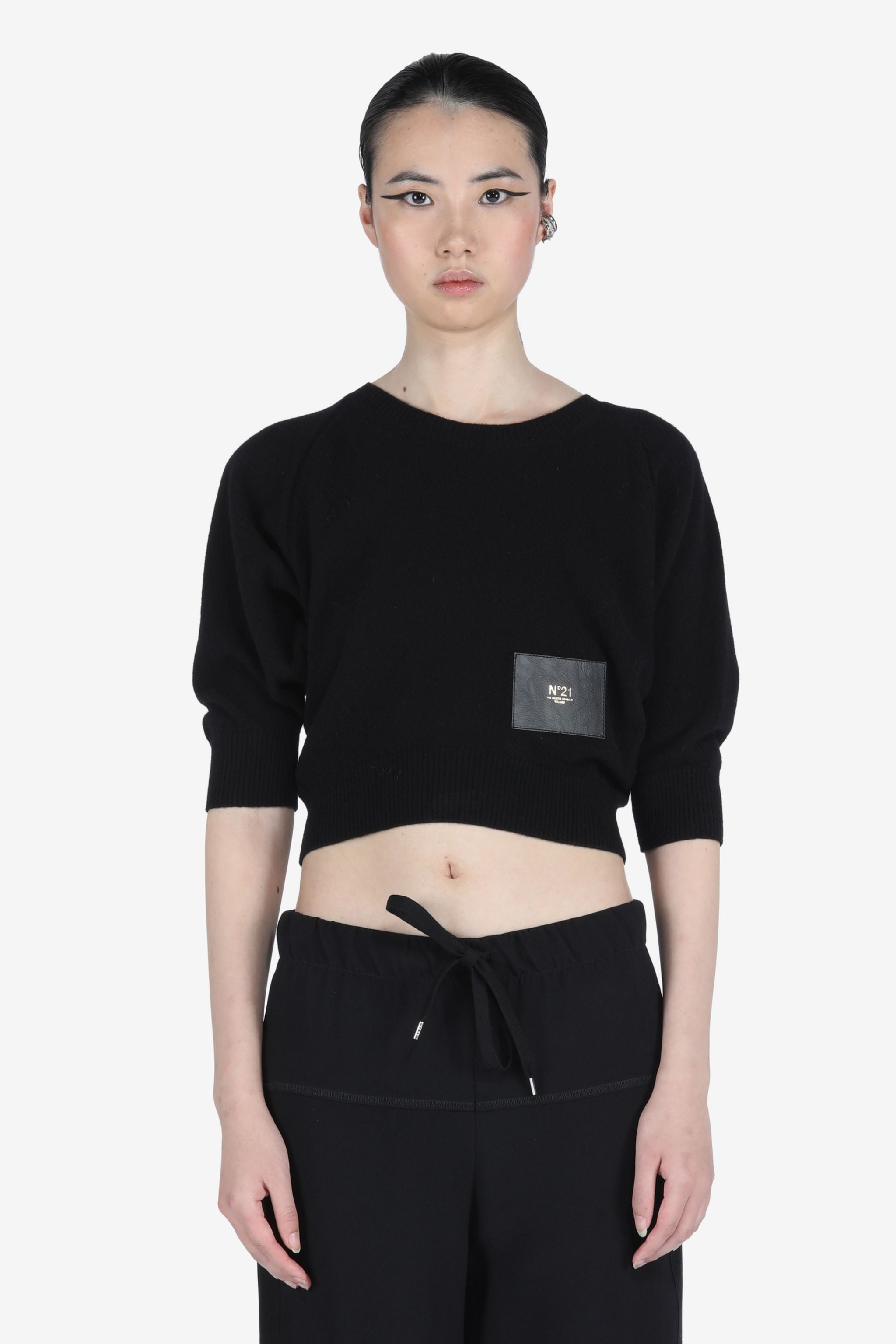 LOGO-PATCH CROPPED SWEATER - 1