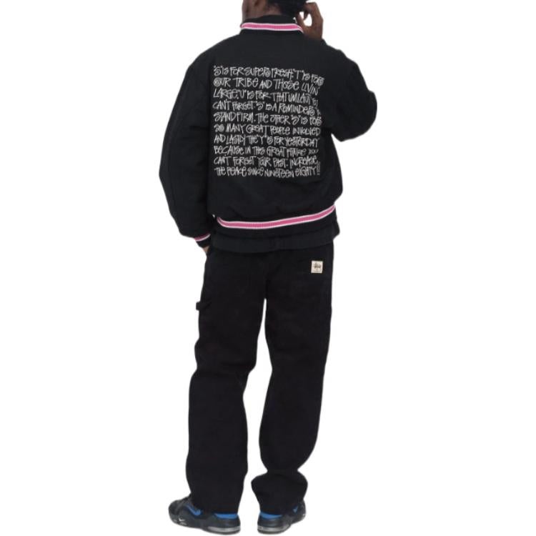 Stussy S Talk Melton Varsity Jacket 'Black' 115665 - 4