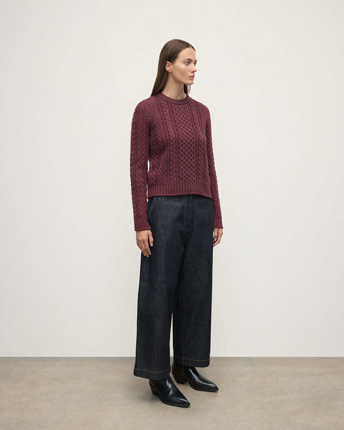 Aran Cable Purple Cashmere Jumper - 3
