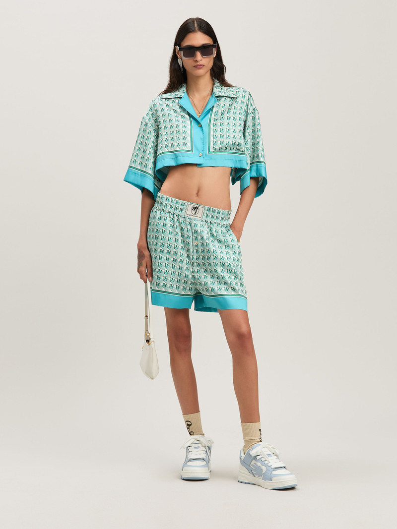 Palm Angels Logo band striped mini skirt outlook