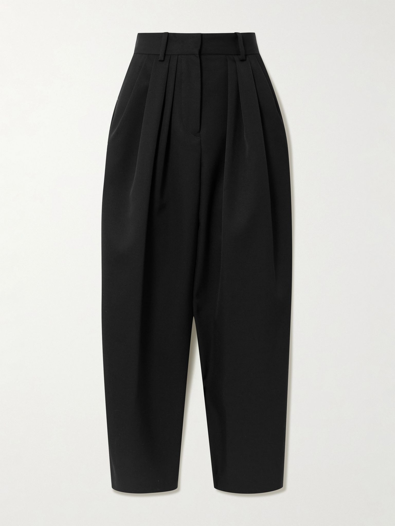 Janice pleated wool-twill tapered pants Black - 1
