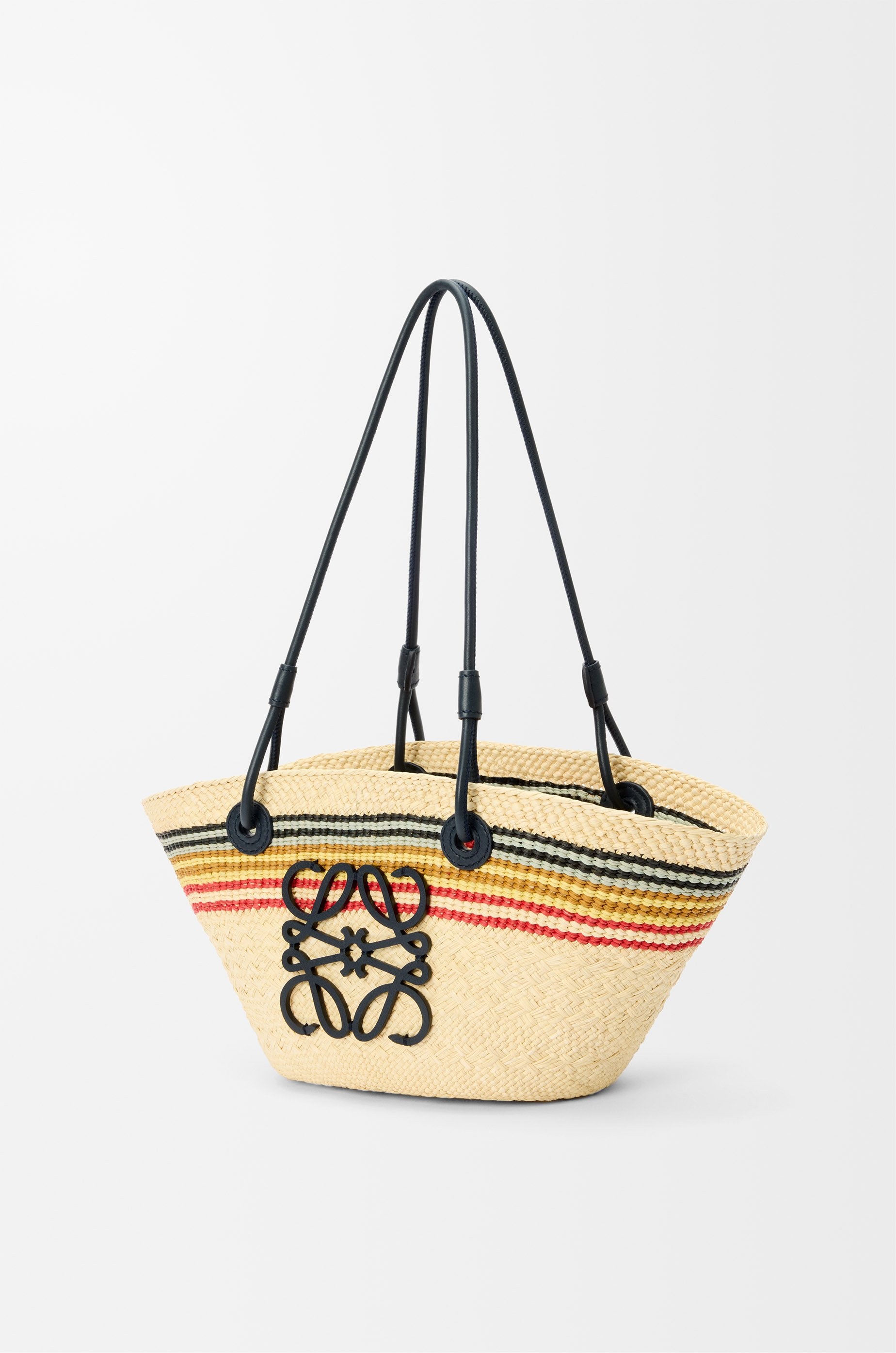 Small Anagram basket in iraca palm and calfskin - 4