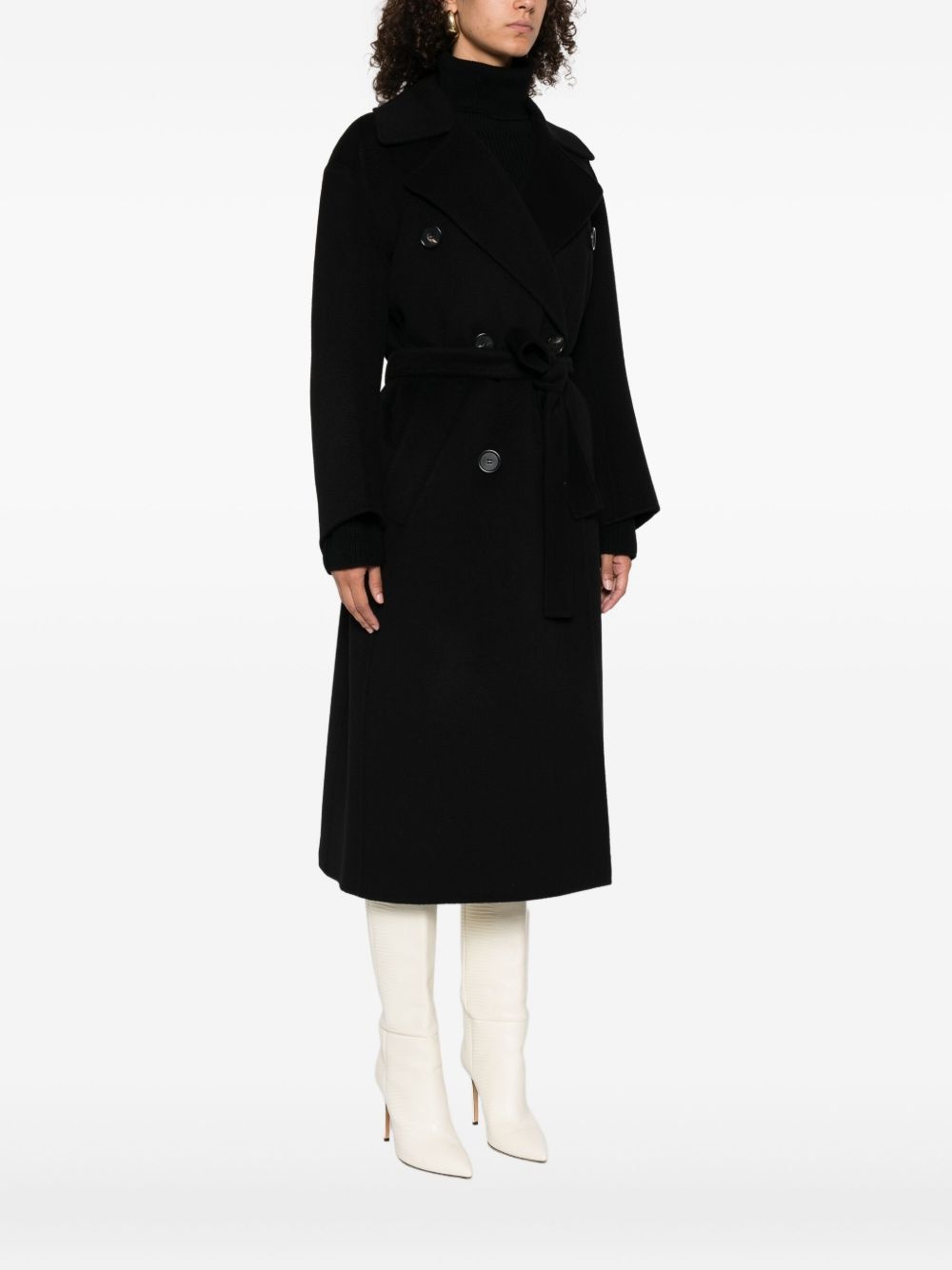 belted double-breasted coat - 3