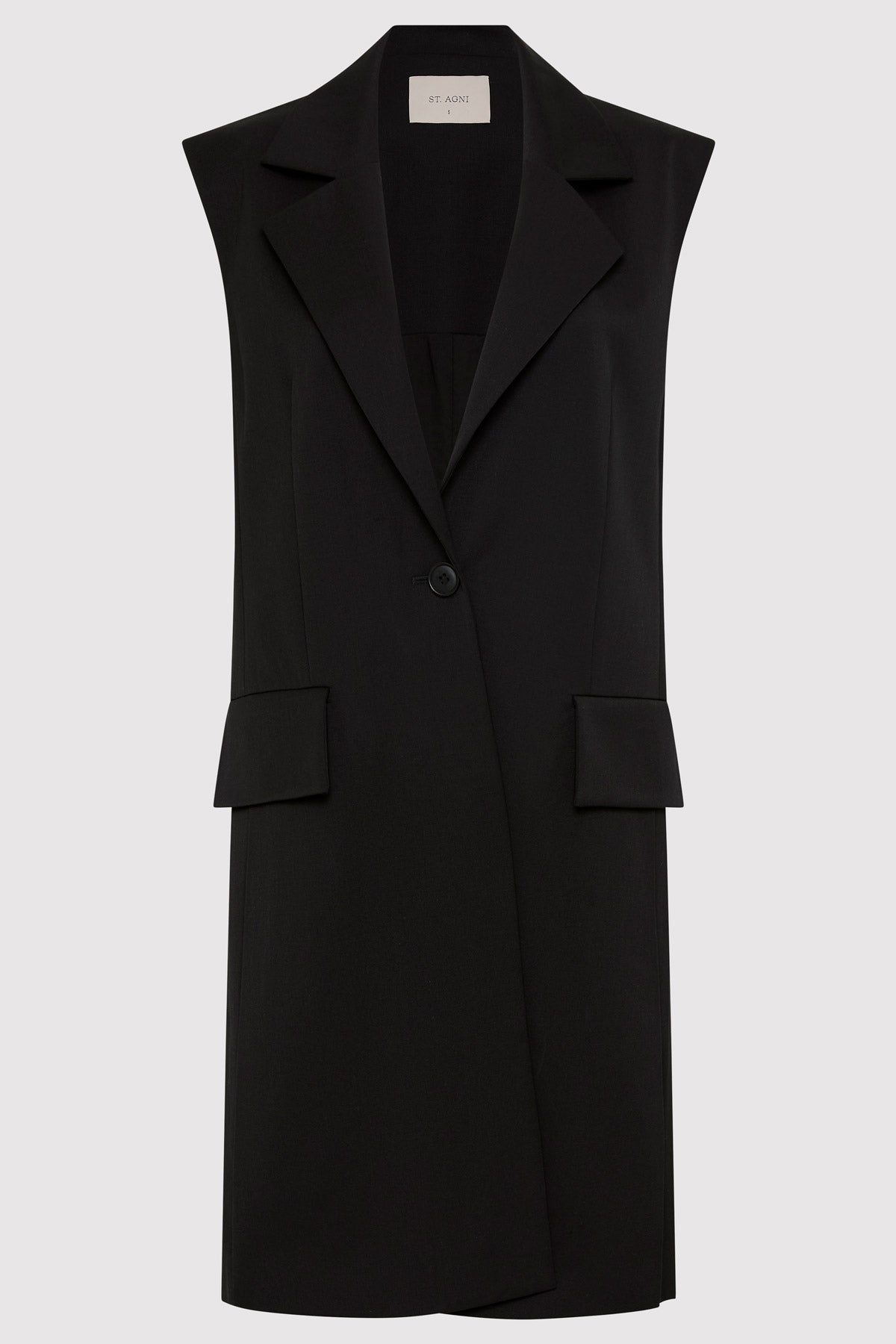 Sleeveless Tailored Blazer - Black - 1