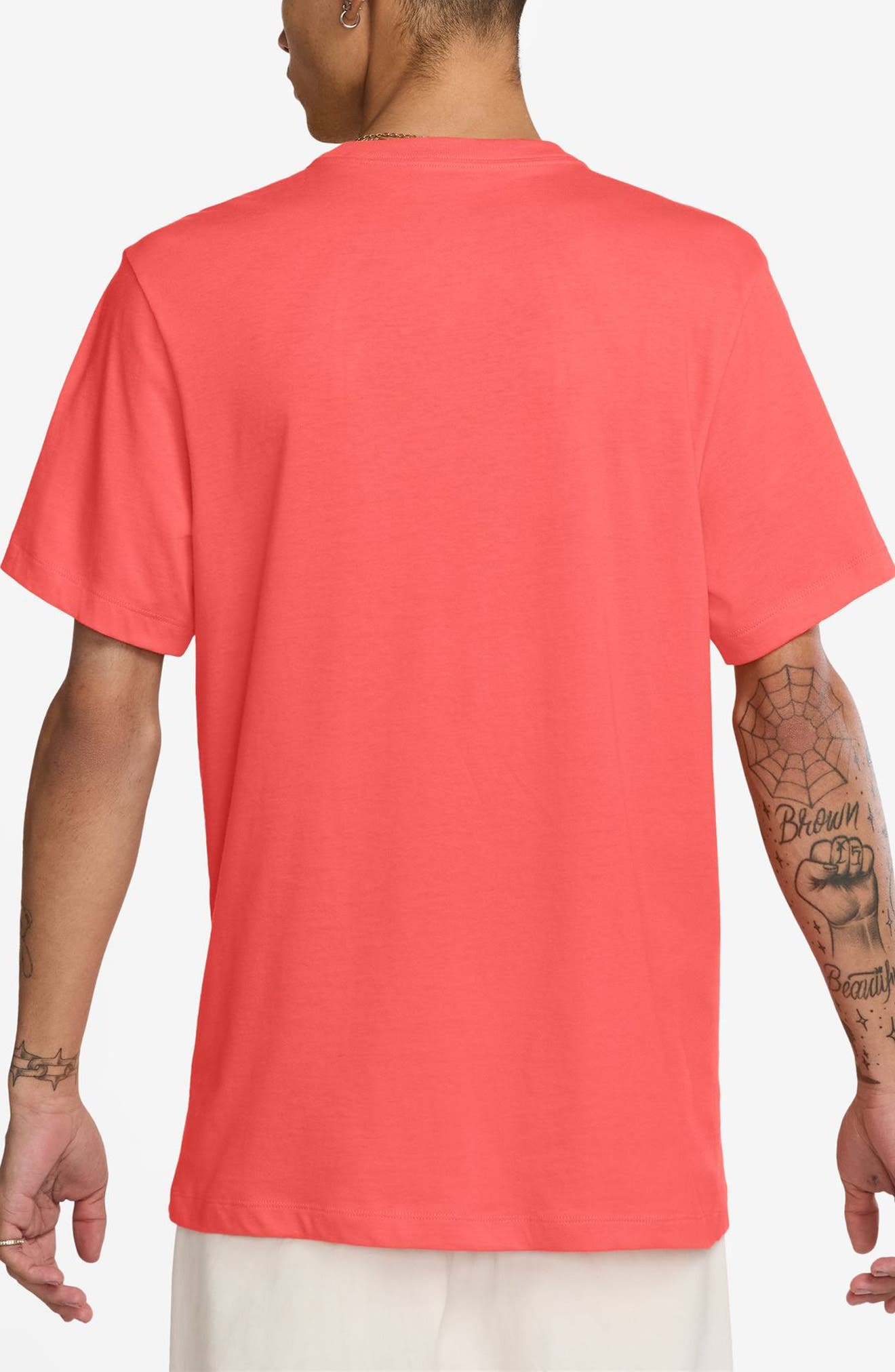 Nike Sportswear Club Crew Neck T-Shirt in Magic Ember/White at Nordstrom - 2