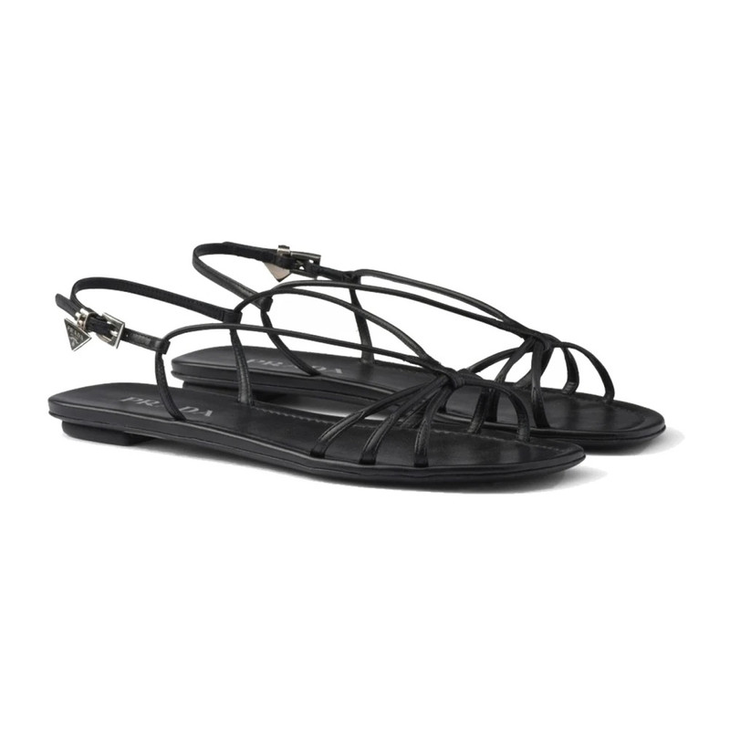 Prada LEATHER FLAT SANDALS SQUARE TOE WOMEN outlook