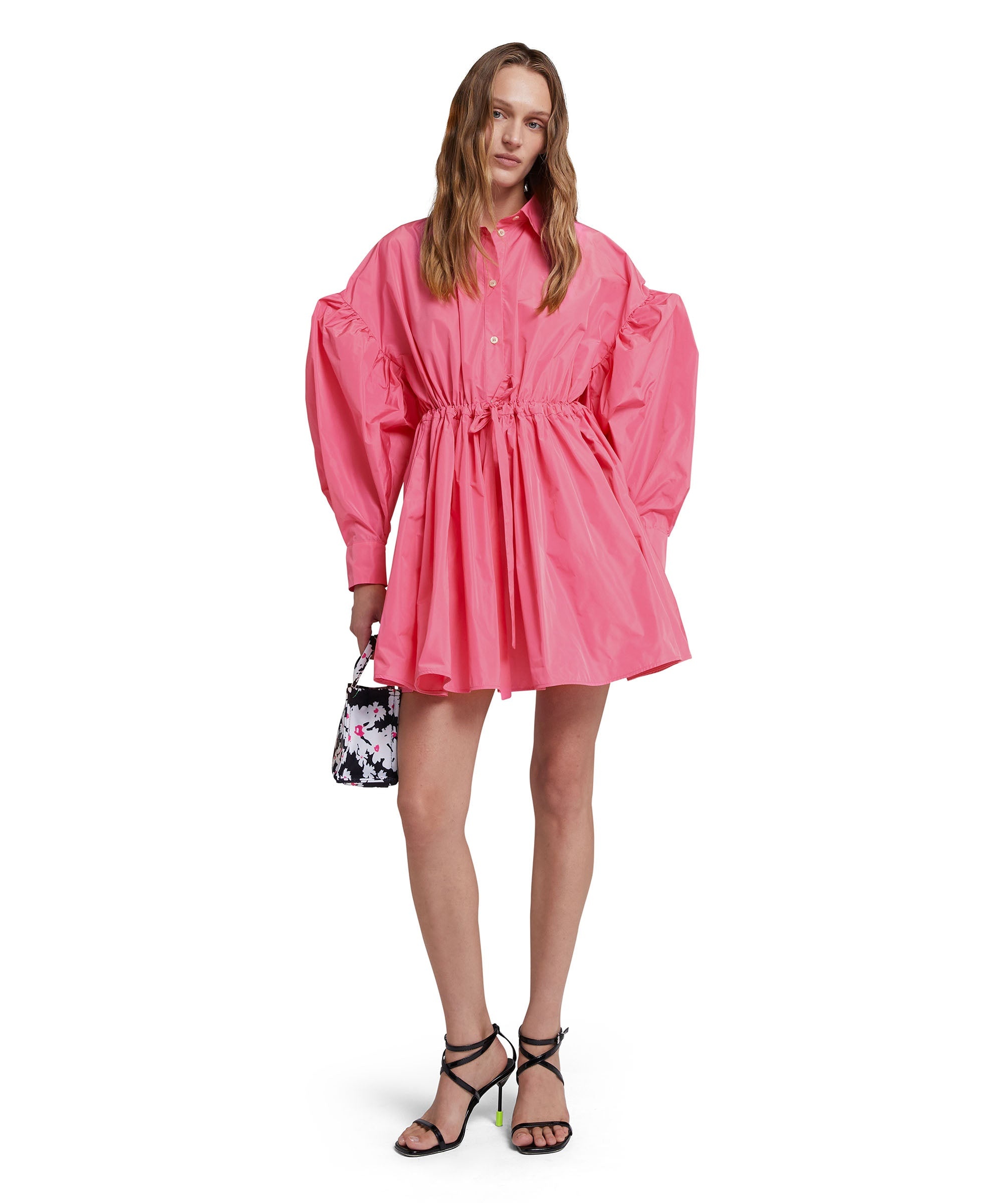 Taffetà short dress with adjustable waistline - 5