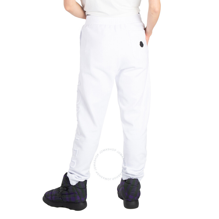 Moncler White Logo Embroidered Cotton Sweatpants - 6
