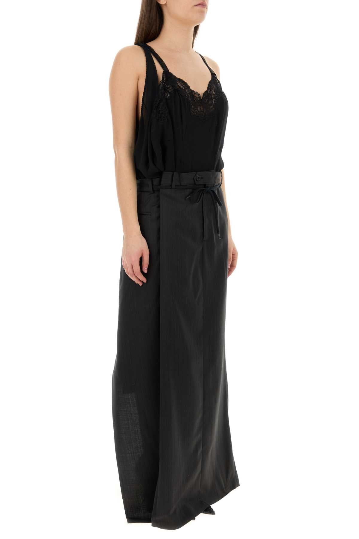 Balenciaga Women Black Georgette And Jersey Patched Slip Dress - 3