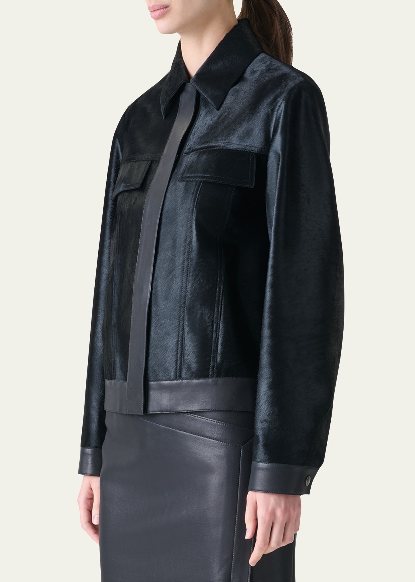 Gemini Calf Shearling and Leather Trucker Jacket - 4