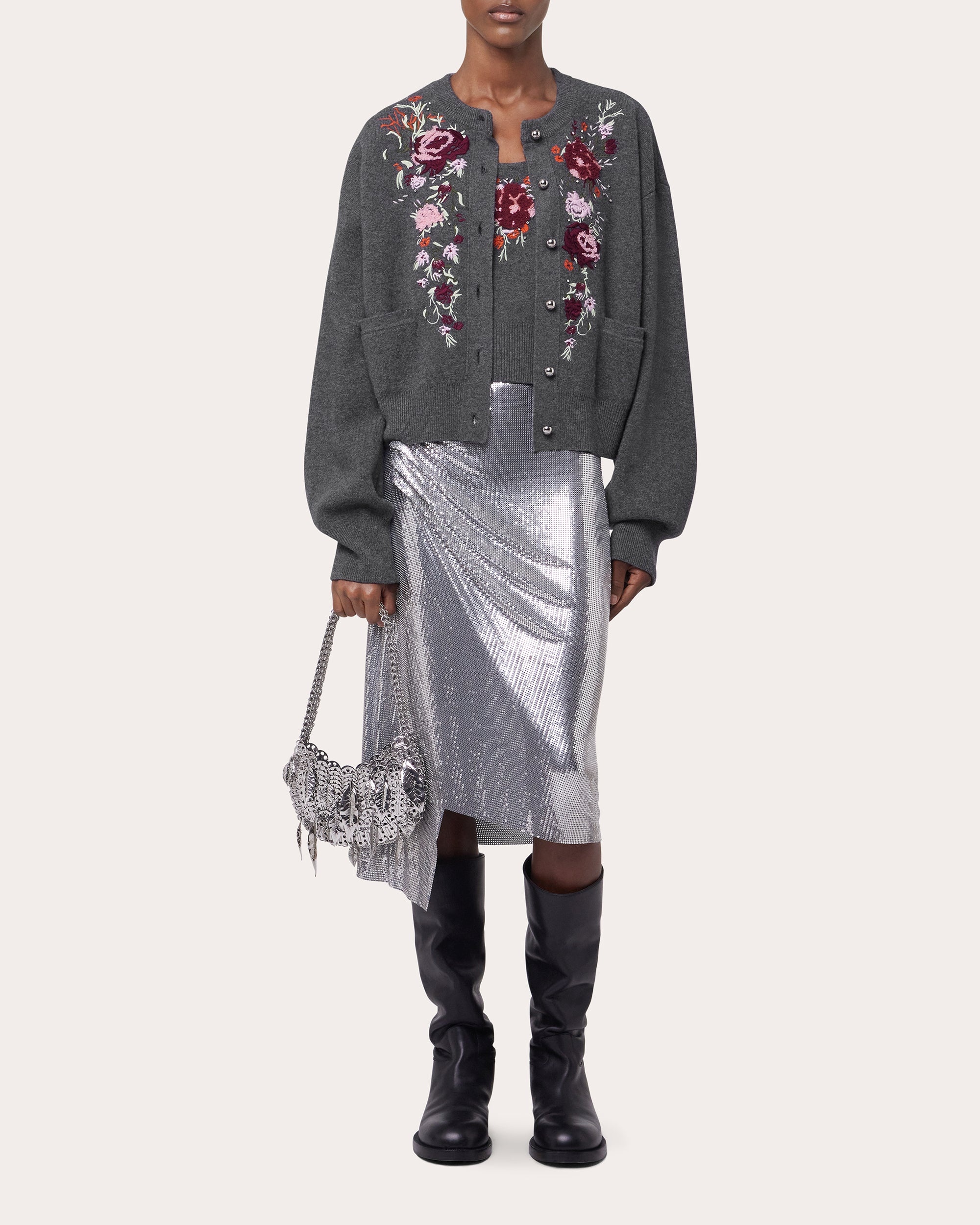 Crystal Embroidered Floral Wool-Cashmere Cardigan - 2