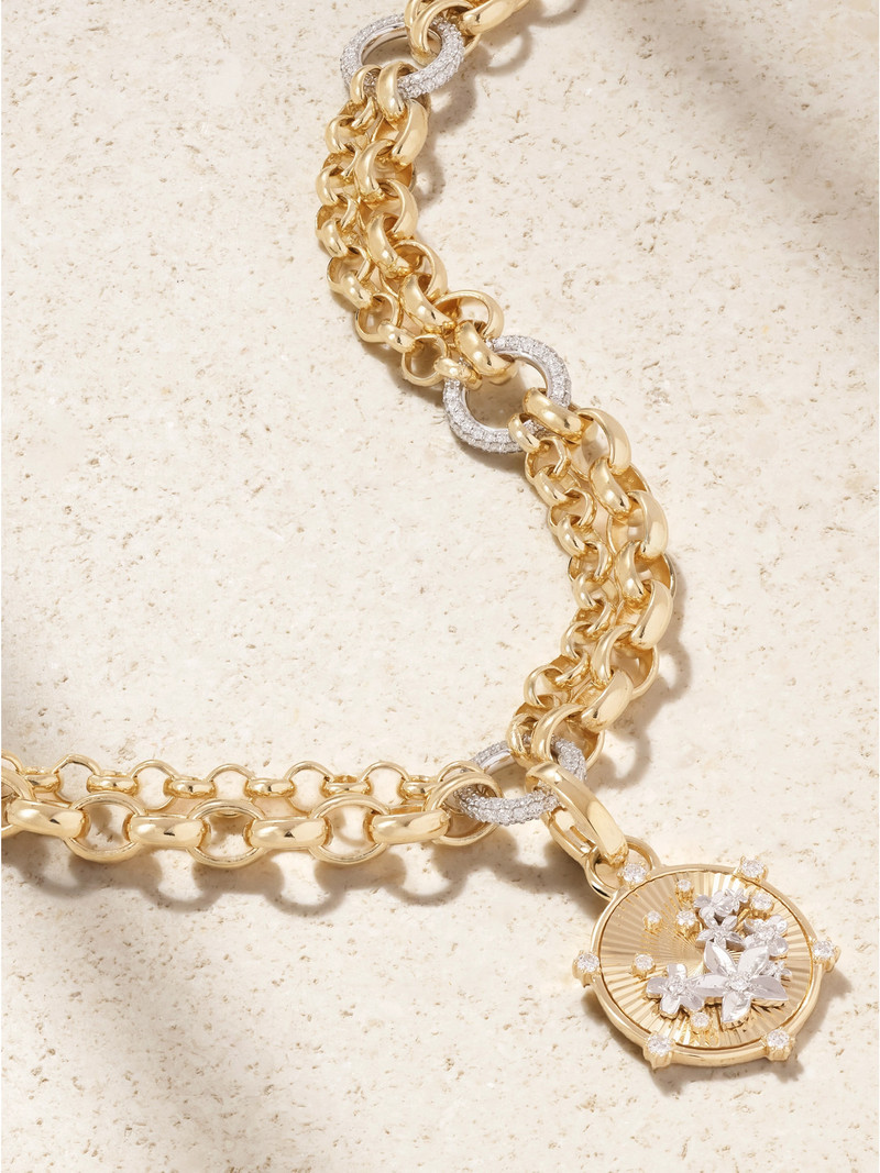 Resilience Blossoms 18-karat Yellow And White Gold Diamond Necklace 4