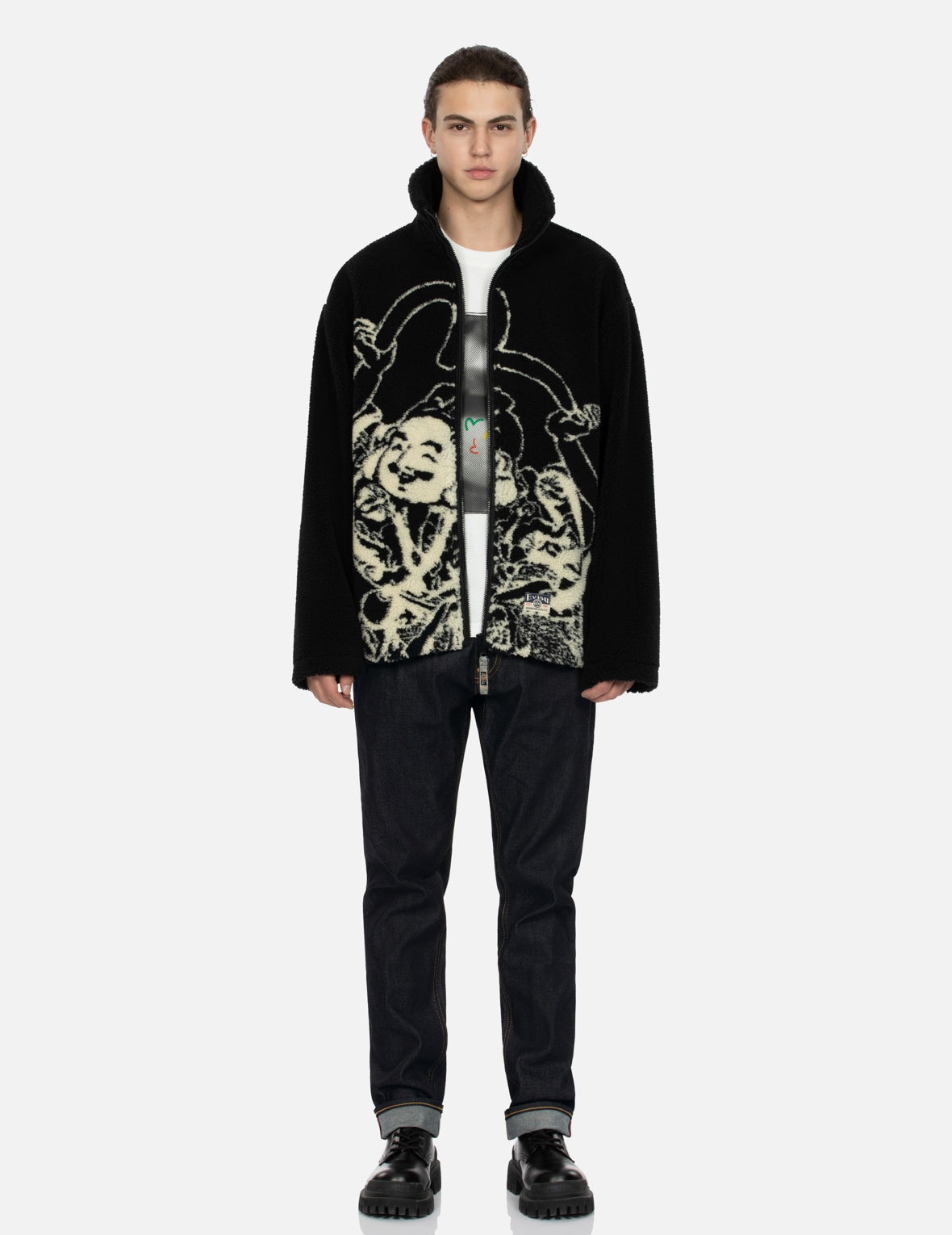 GODHEAD AND SEAGULL JACUARD RELAX FIT SHERPA JACKET - 5