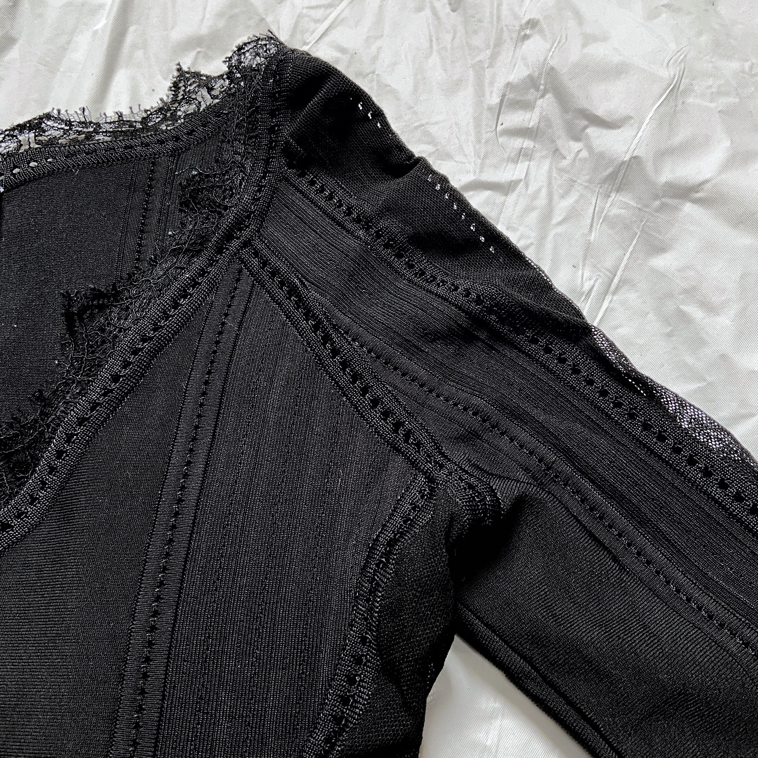 Dior Galliano Spring 2005 Black Bondage Lace Trim Corset Top - 9