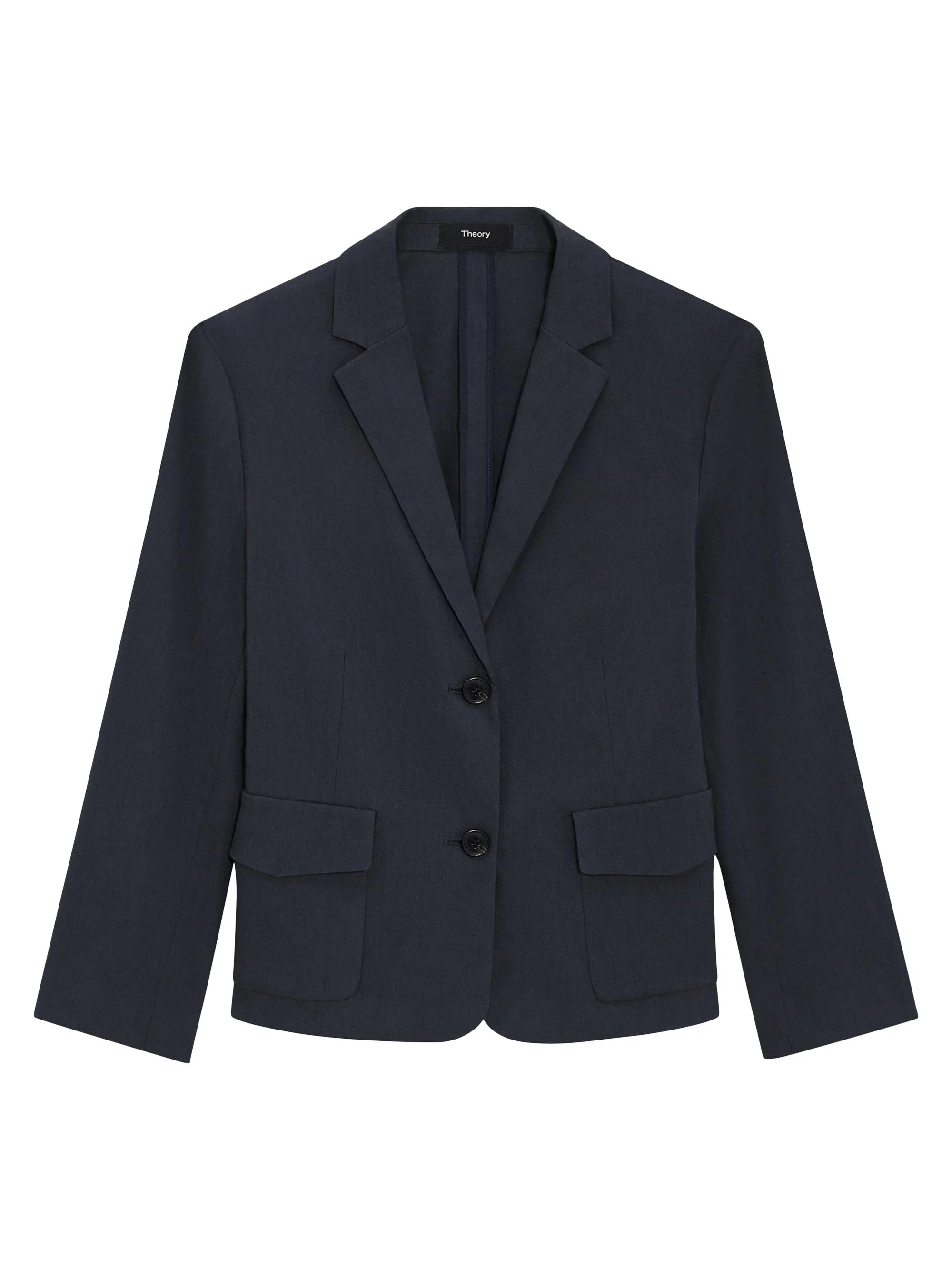 Women's Shrunken-Fit Single-Breasted Linen-Blend Jacket - Concord - 1