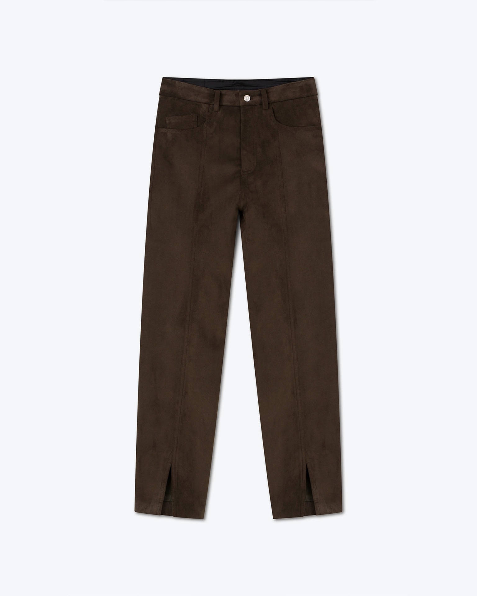 TIBES - Alt-suede split-hem pants - Coffee bean - 1