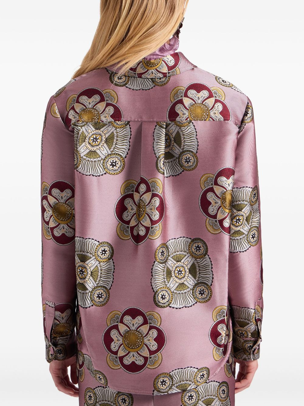 floral-print jacquard shirt jacket - 3