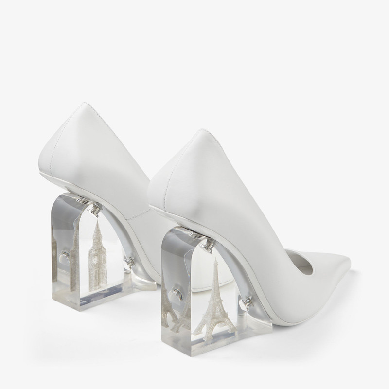 Jimmy Choo / Jean Paul Gaultier Wedge 110 Optical White Calf Leather Wedge 7