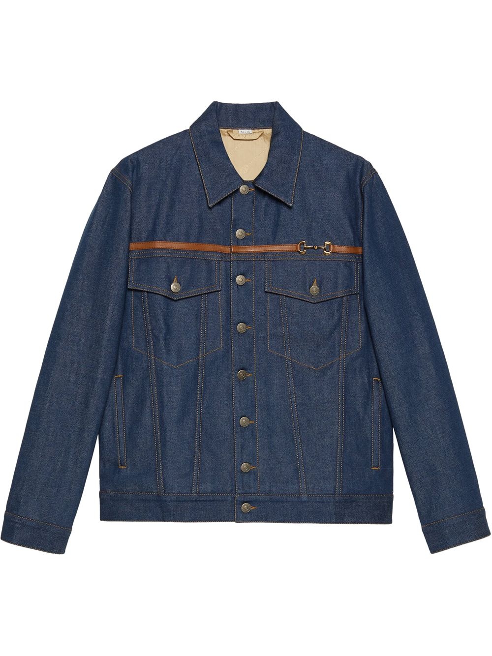 Horsebit detail washed denim jacket - 1