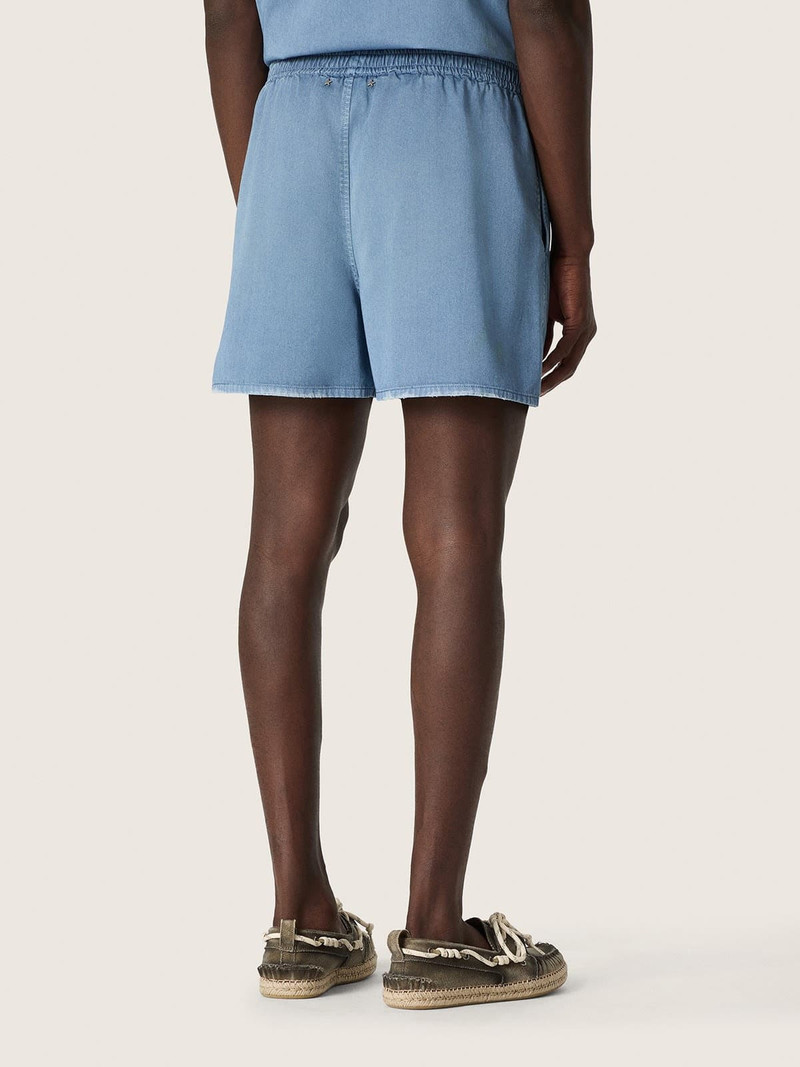 Unisex shorts in light blue cotton twill 6