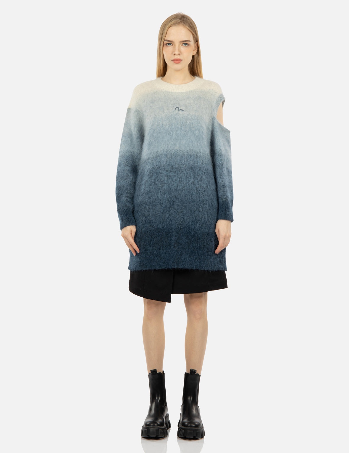 Gradient Asymmetric Knit Dress - 6