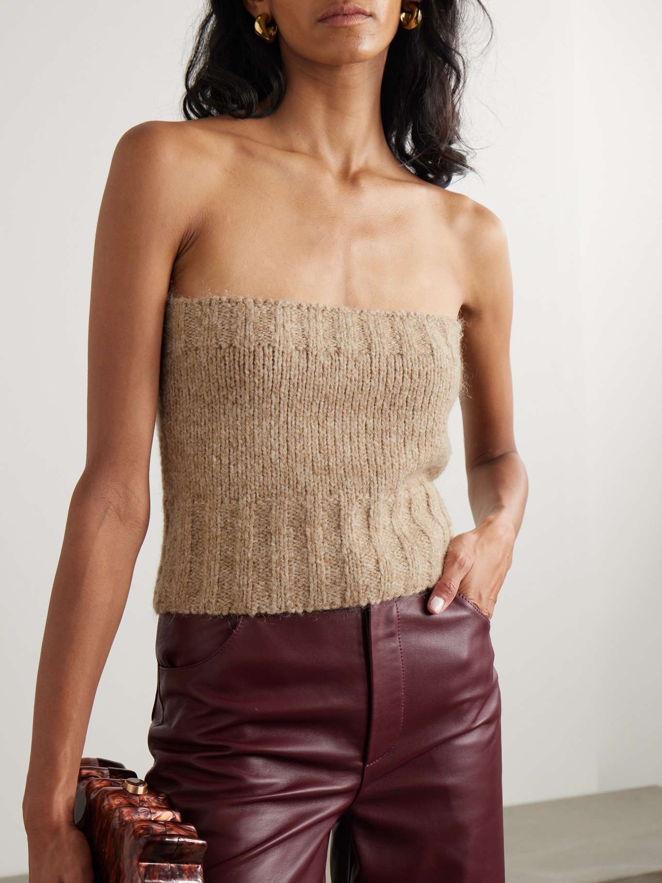 Virginie knitted strapless top and cardigan set - 5