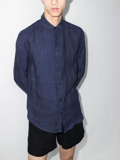 Sunspel button-fastening linen shirt outlook