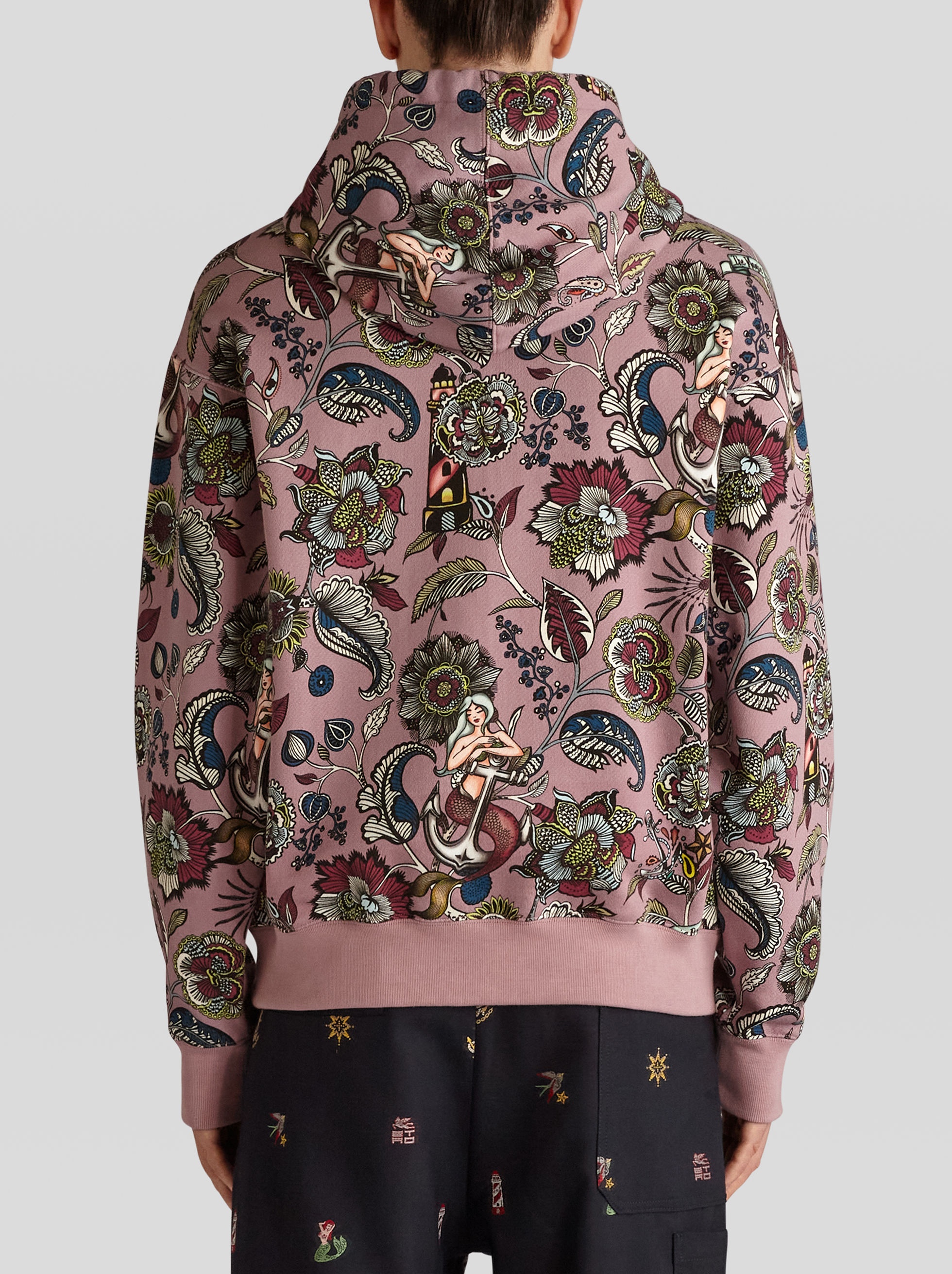 HOODED SWEATSHIRT WITH FLOWERS AND MERMAIDS - 4