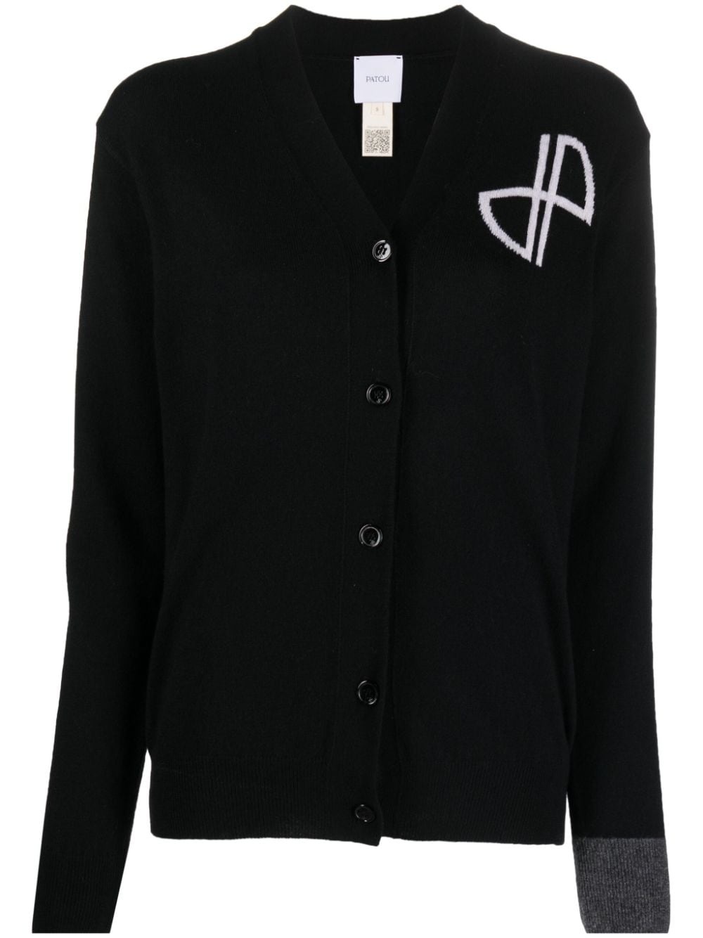 intarsia-logo button-up cardigan - 1