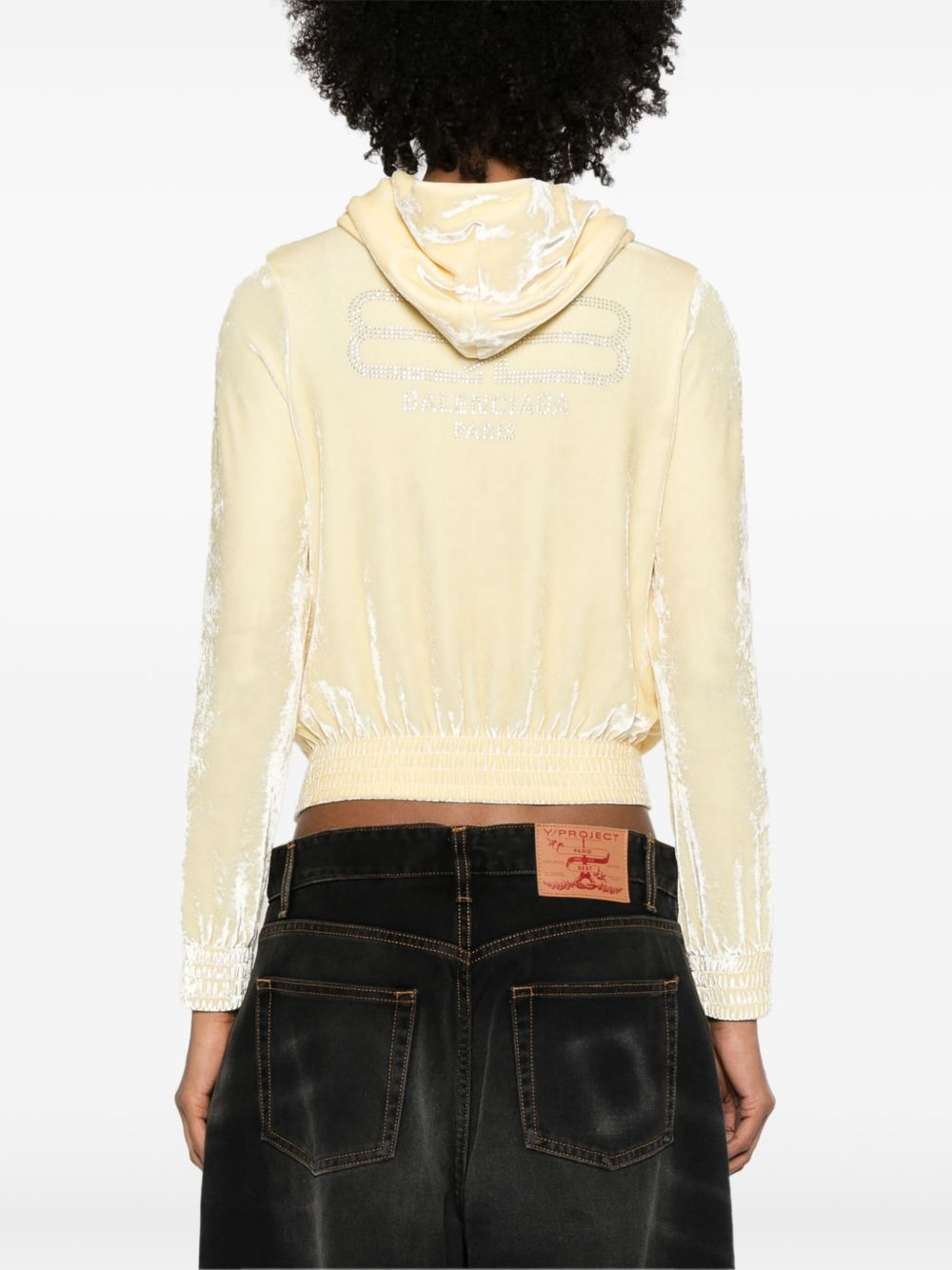 crystal-embellished logo zipped hoodie - 4