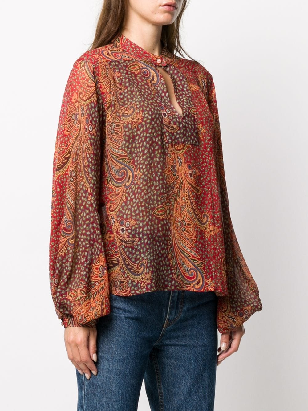 paisley-print silk blouse - 3