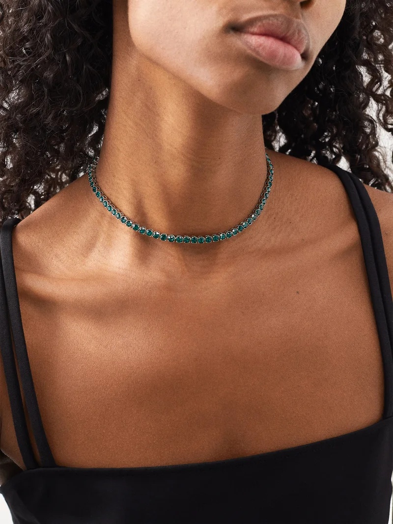 Crystal-embellished tennis necklace - 3