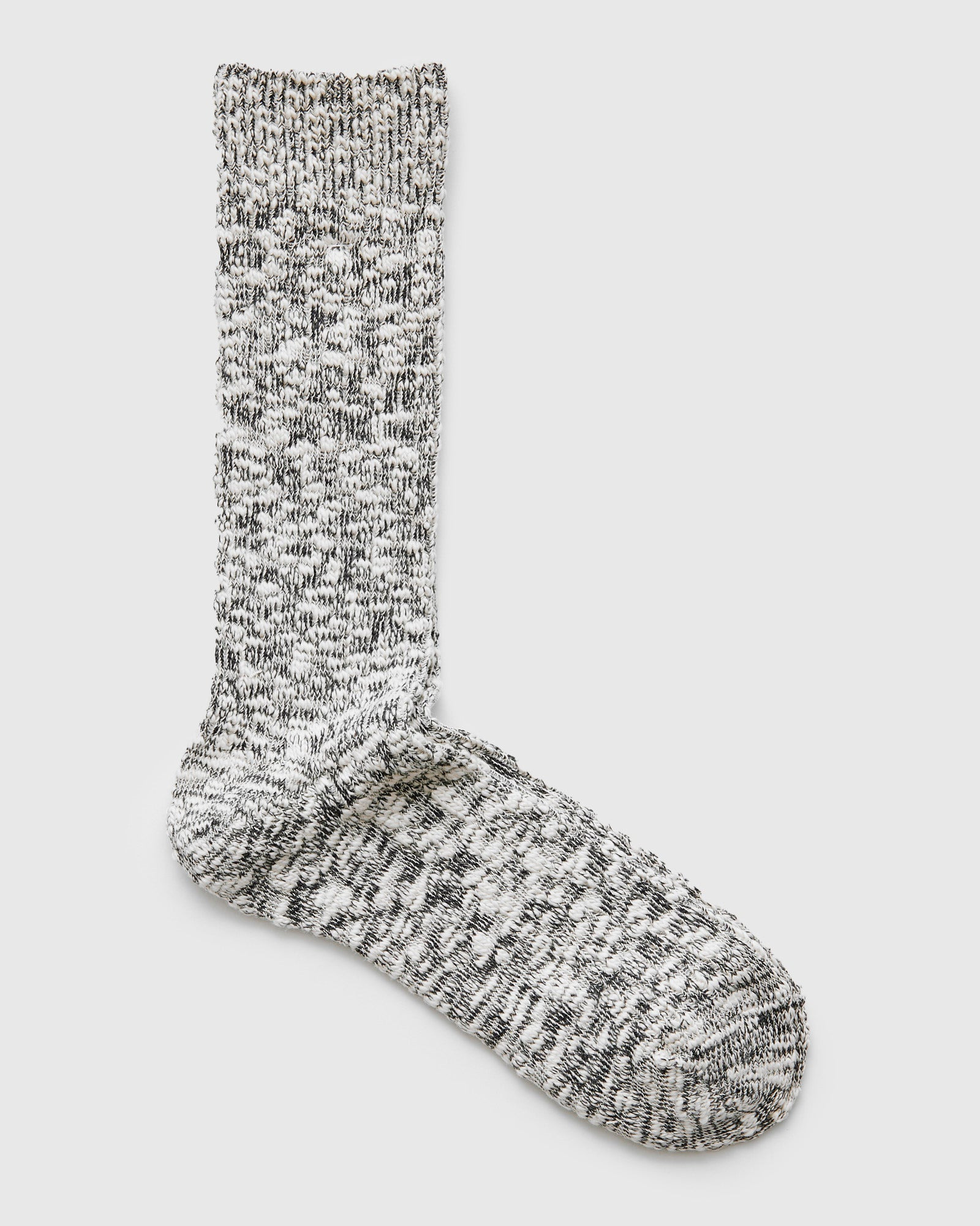 Light Slub Crew Sock in Black - 2