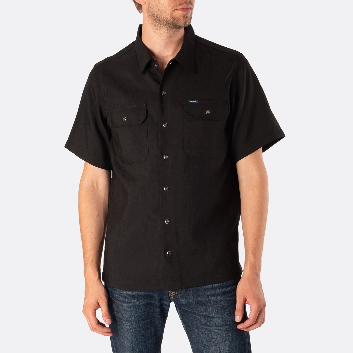 IHSH-286-BLK Ripstop Short Sleeved Mechanic Shirt - Black - 2