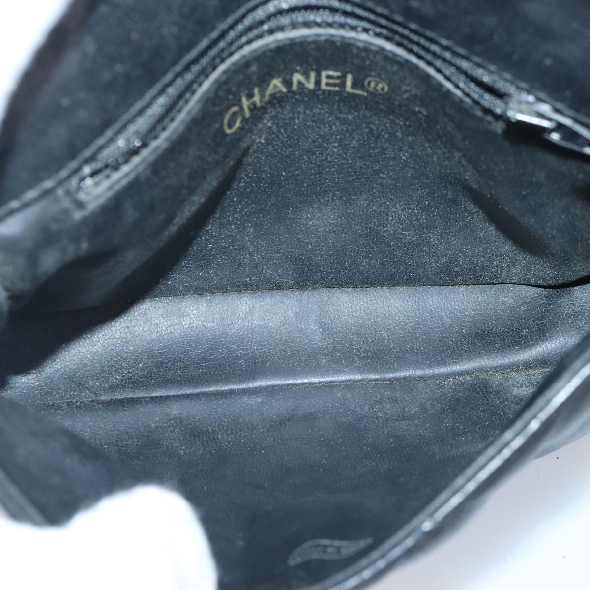 CHANEL Matelasse Chain Waist Bag Lamb Skin Black Gold CC - 10