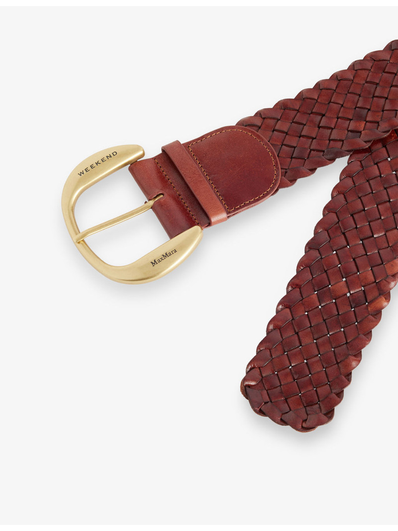 WEEKEND Max Mara Engraved-Logo Woven Leather Belt outlook