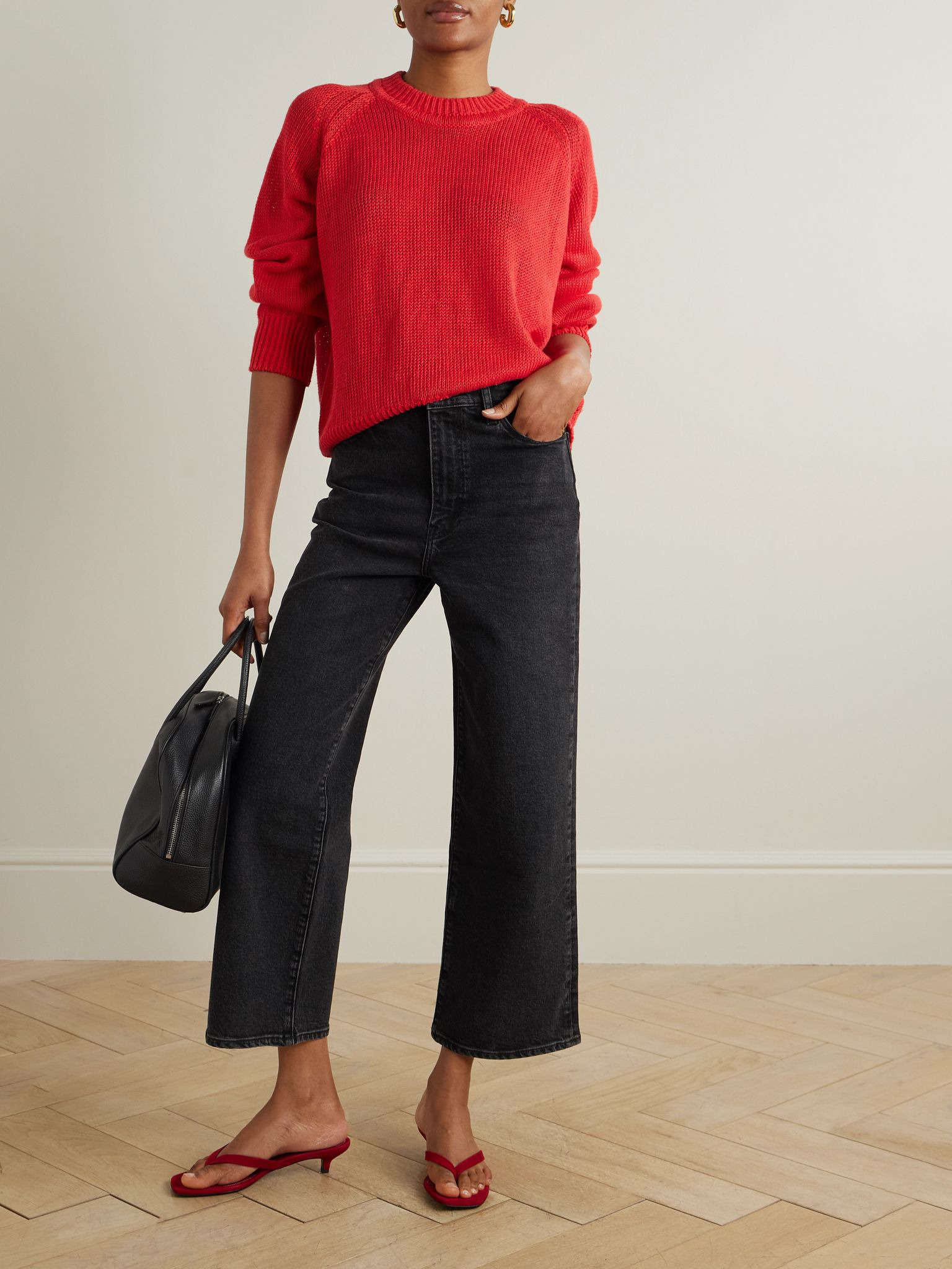 The Wide cropped high-rise wide-leg jeans Black - 2