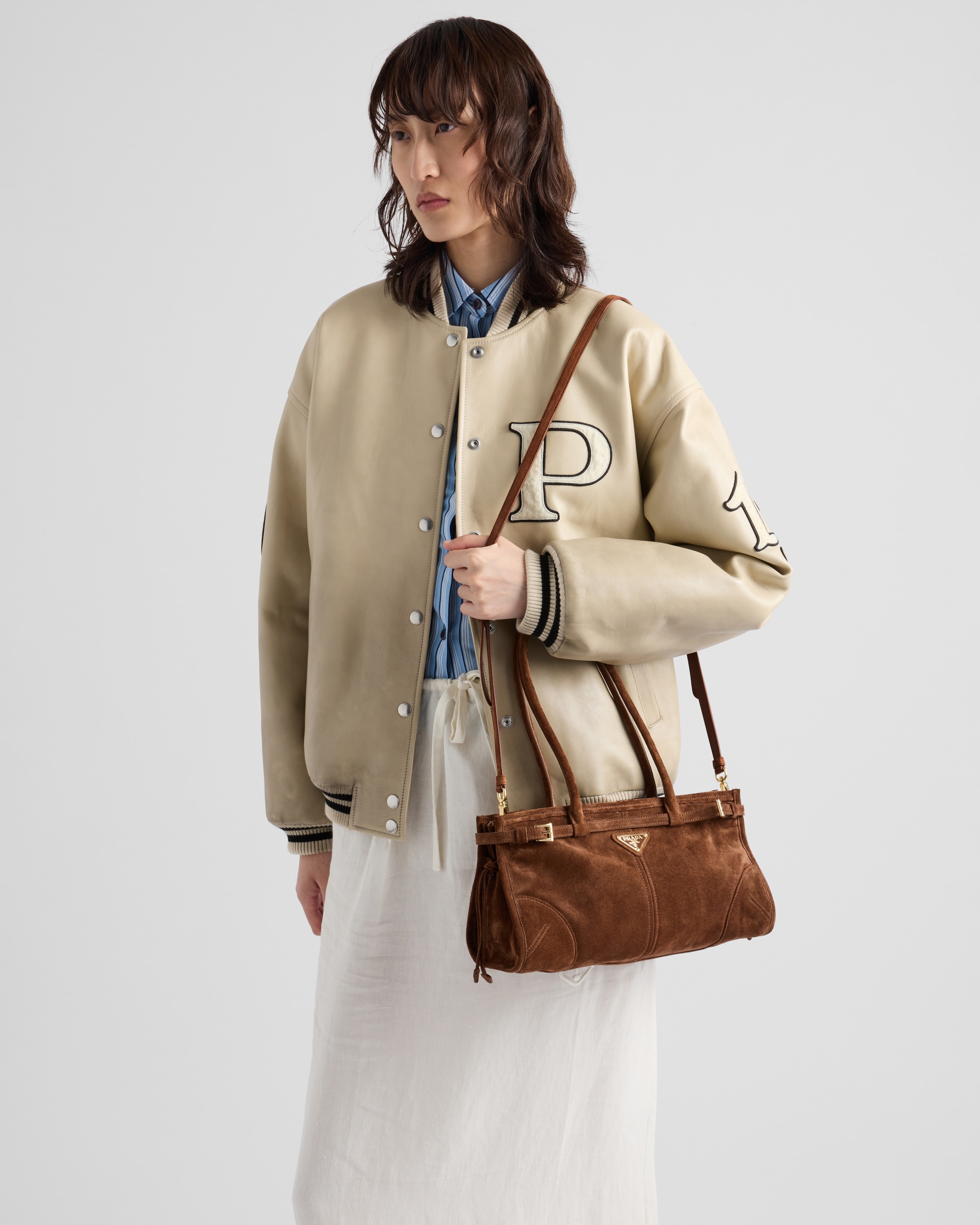 PRADA＊Medium suede handbag スエードハンドバッグ＊送料込 Prada Medium Suede Shoulder Bag | Saks Fifth Avenue