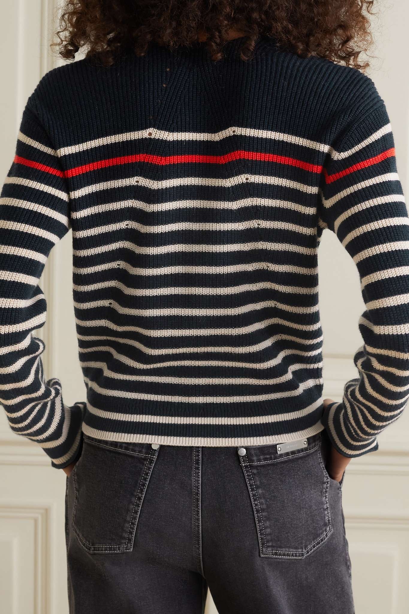 Ann striped cotton and cashmere-blend cardigan - 3