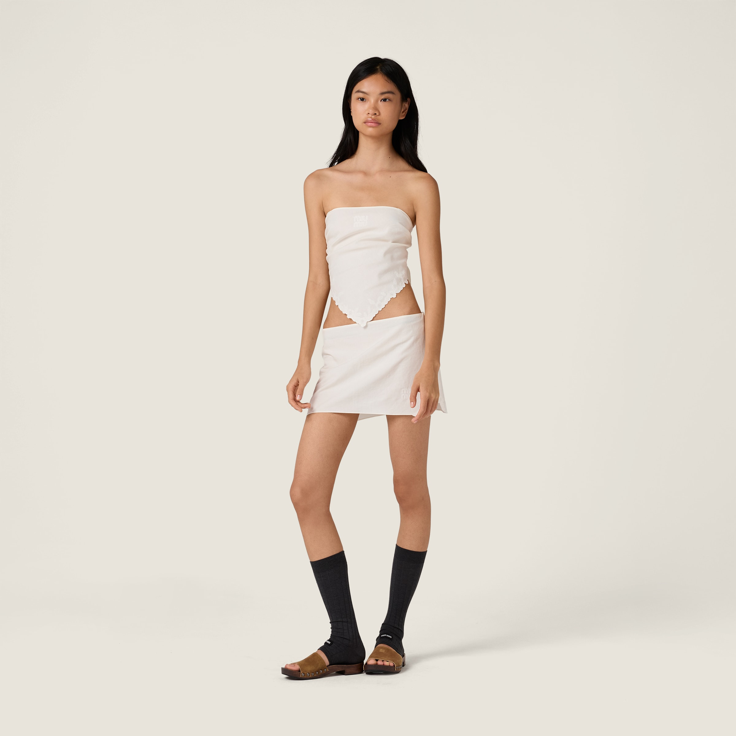 Embroidered slubbed canvas bandana top - 2